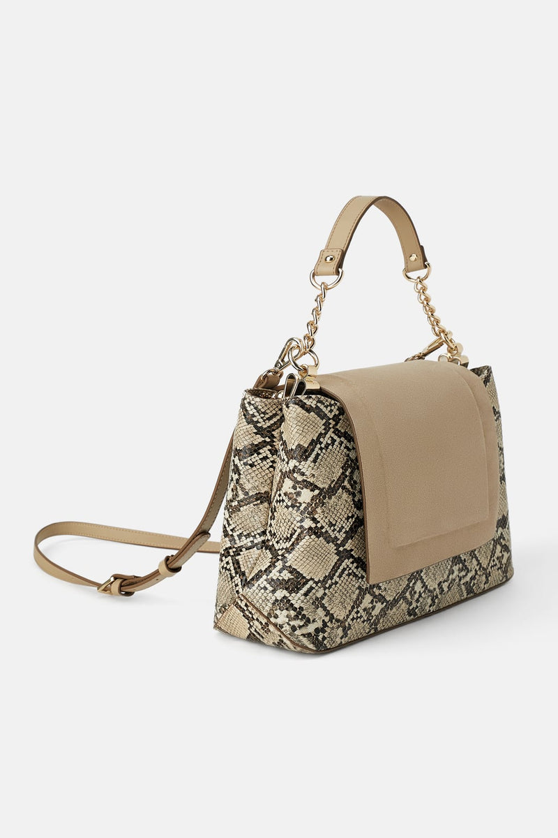 Zara Animal Print Crossbody Bag With Leather Flap Shokh