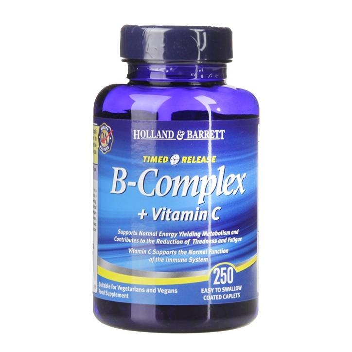 Holland & Barrett Vitamin B Complex plus Vitamin C Timed Release 250 Caplets