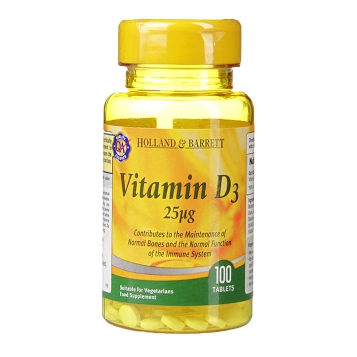 Holland & Barrett Vitamin D3 100 Tablets 25ug