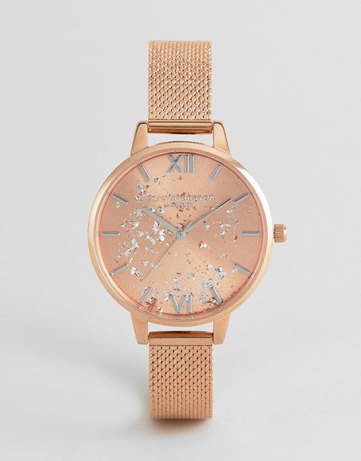 Olivia Burton OB16GD12 Celestial Mesh Boucle Demi Watch in Rose Gold