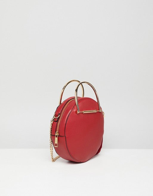 ALDO Circle Crossbody Red Bag With Gold Top Handle