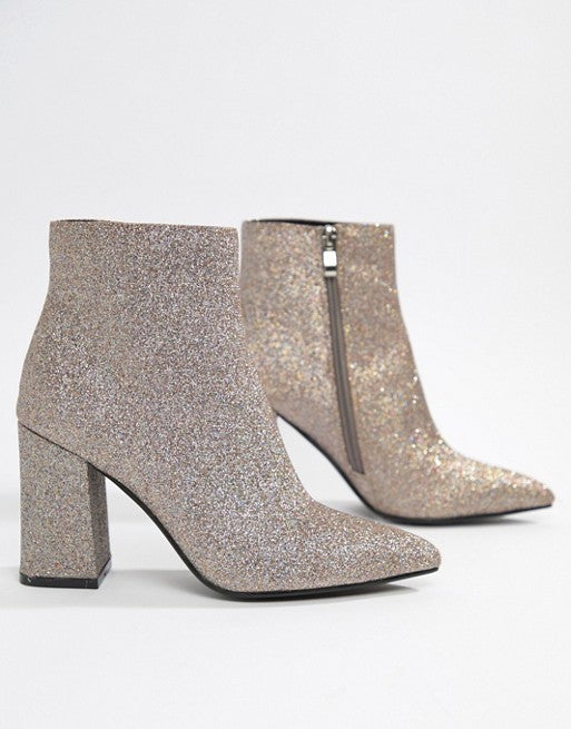 Public Desire Empire Glitter Heeled Ankle Boots