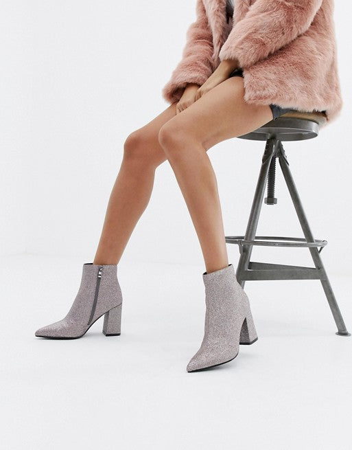 Public Desire Empire Glitter Heeled Ankle Boots