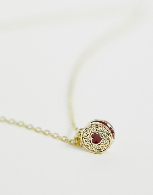 Ted Baker Gold Heart Biscuit Button Pendant Necklace