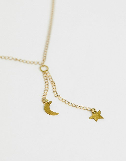 People Tree Handmade Moon And Star Necklace