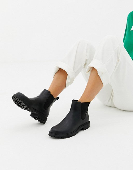 Monki Faux Leather Chelsea Ankle Boots