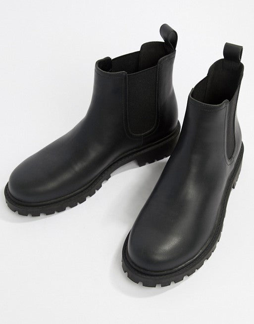 Monki Faux Leather Chelsea Ankle Boots