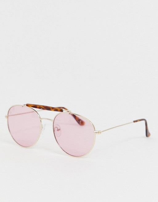 Jeepers Peepers Aviator Sunglasses With Pink Lens