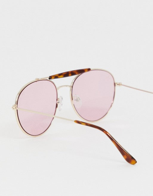 Jeepers Peepers Aviator Sunglasses With Pink Lens