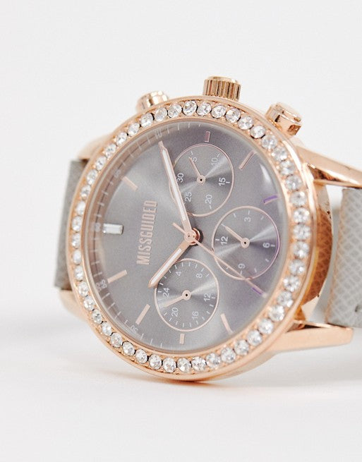 Missguided Watch With Stone Set Bezel