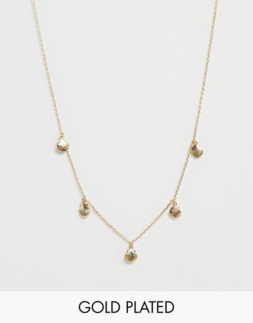 Orelia Gold Plated Shell Multi Drop Necklace