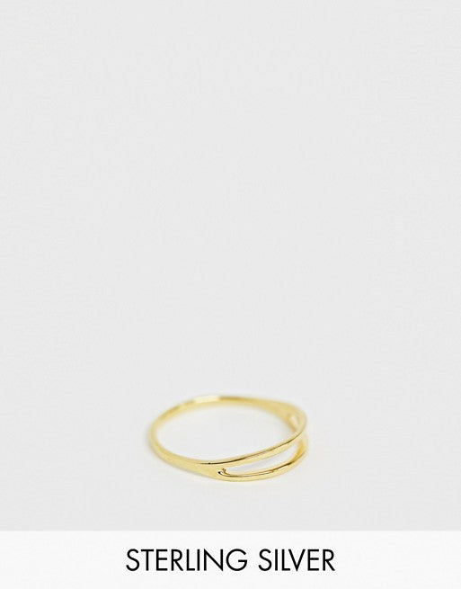 Kingsley Ryan Sterling Silver Gold Plated Double Bar Ring