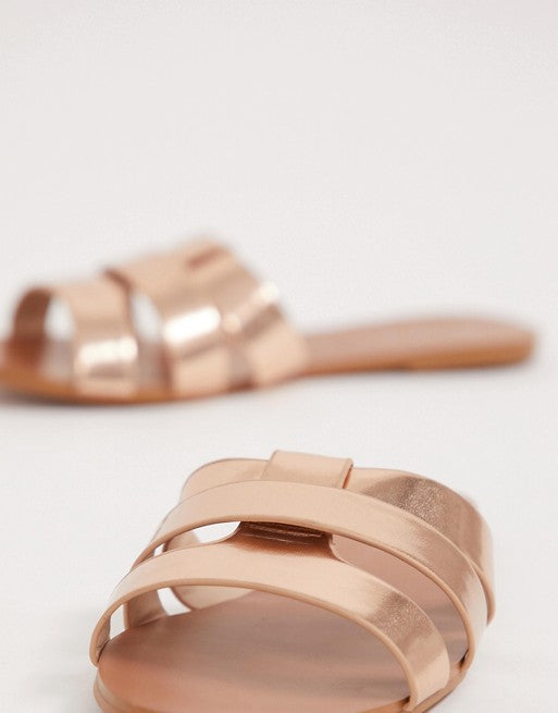 Simmi London Haven Rose Gold Cut Out Slides