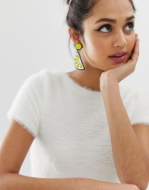 South Beach Resin Lemon Segment Earrings