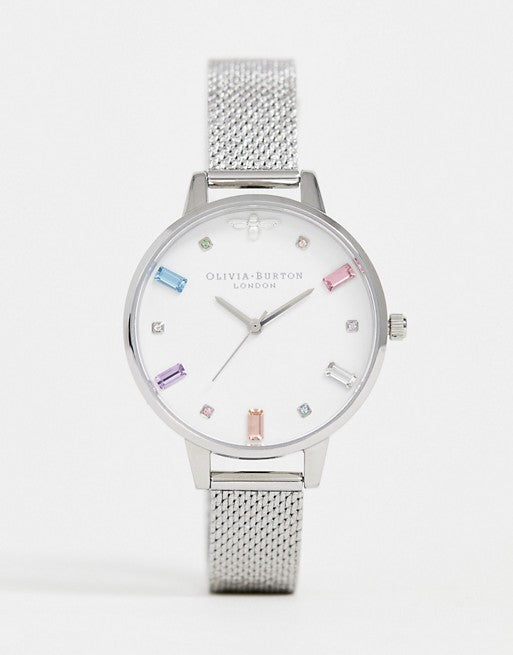 Olivia Burton Rainbow Bee Boucle Mesh Watch