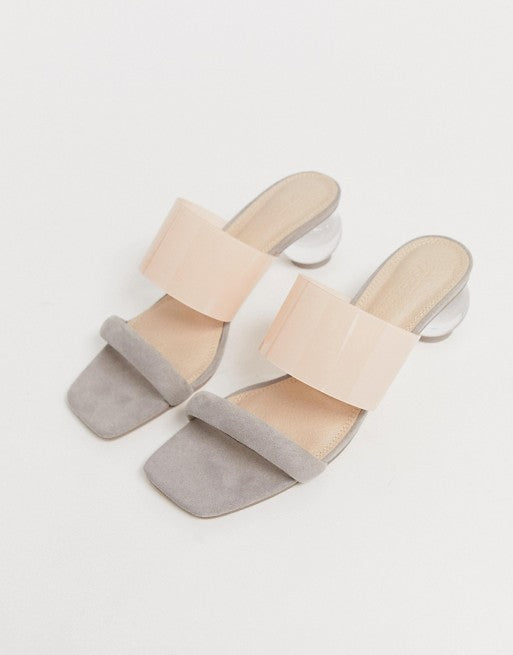 Hamlet Ball Heel Mules in Grey And Pink