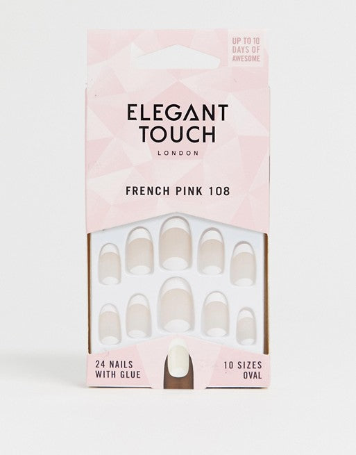 Elegant Touch French 108 Cuticle Moon False Nails - Medium Length