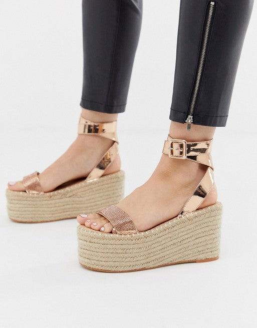 Simmi London Melia Diamante Embellished Flatform Espadrilles