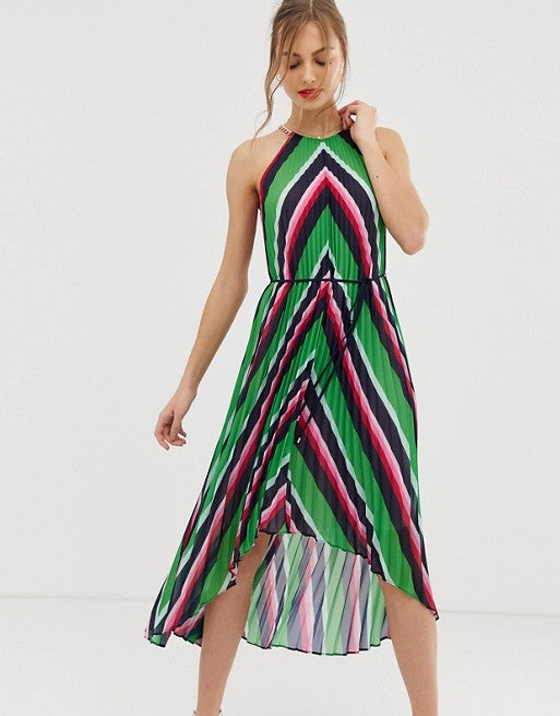 Ted Baker Shannah Pleated Maxi Dress in Stripe