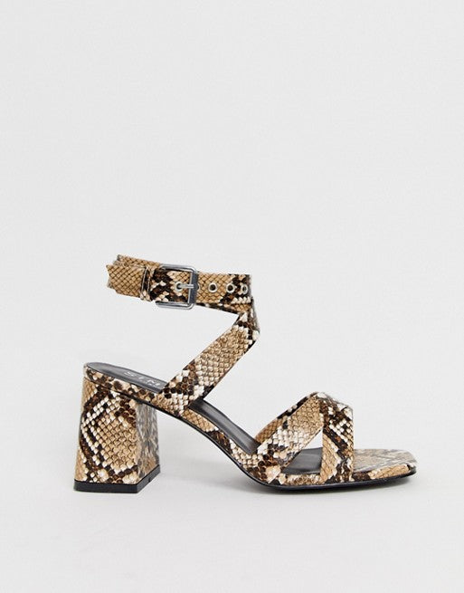 Simmi London Kimona Snake Mid Heeled Sandals