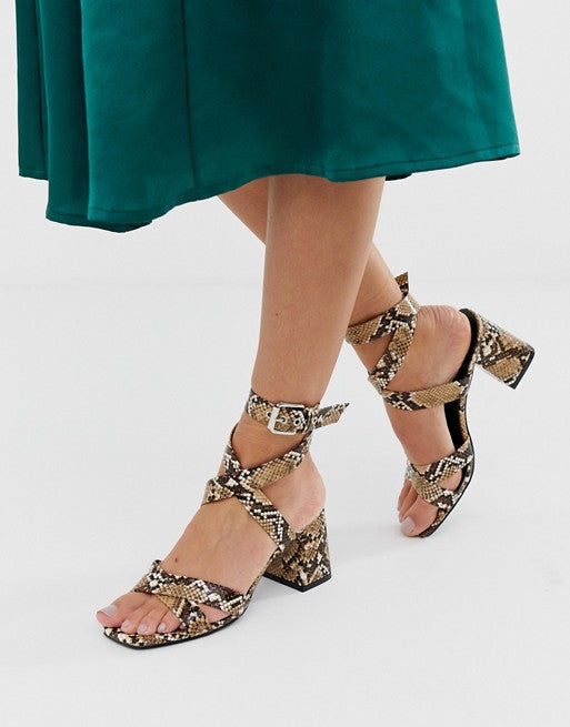 Simmi London Kimona Snake Mid Heeled Sandals