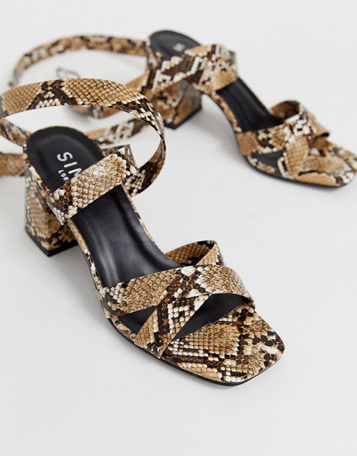 Simmi London Kimona Snake Mid Heeled Sandals