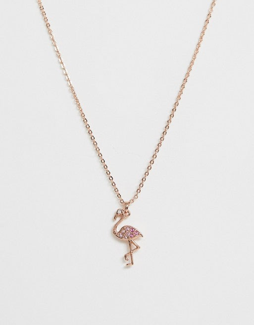 Ted Baker Rose Gold Pave Flamingo Necklace