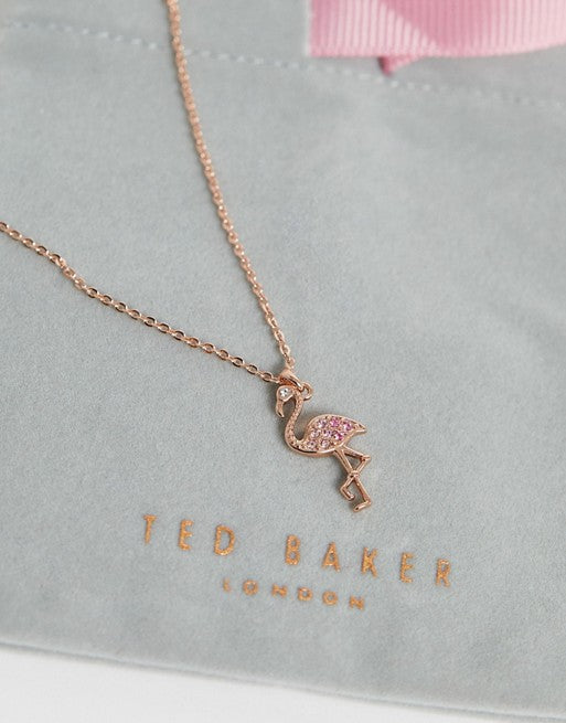 Ted Baker Rose Gold Pave Flamingo Necklace