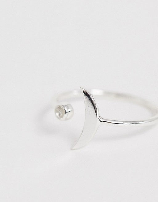 Monki Sterling Silver Moon Ring