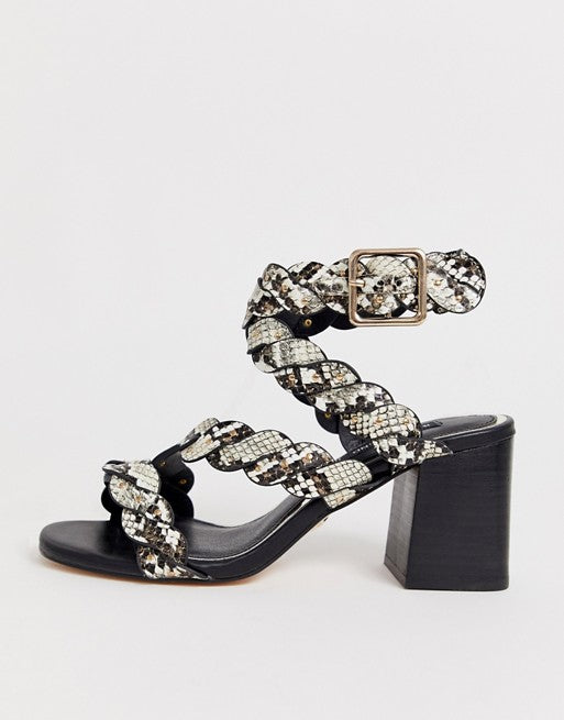 River Island Plaited Heeled Sandals in Snake