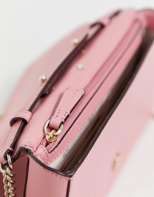 Kate Spade Kristi Pink Refined Grain Leather Chain Flap Crossbody Bag KA698  $249