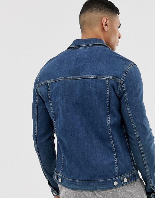 Skinny Western Denim Jacket in Mid Wash