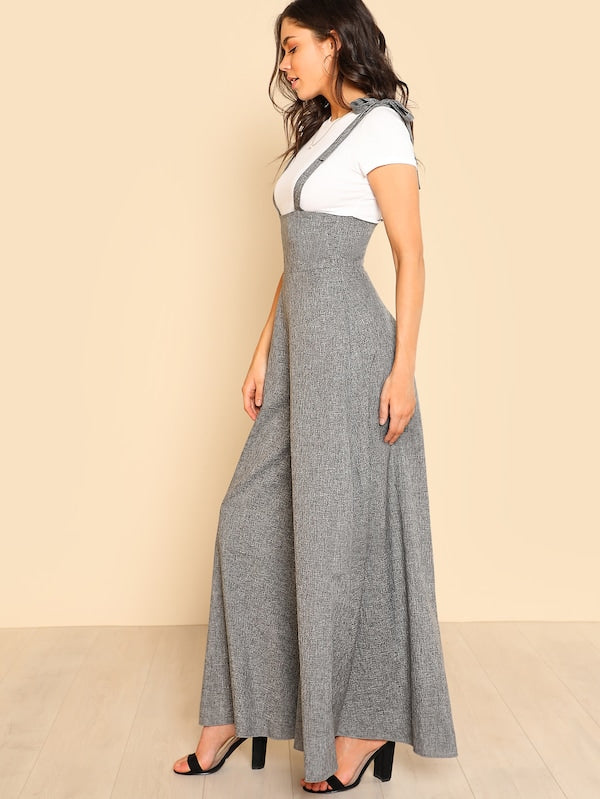 Self Tie Strap Super Wide Leg Jumpsuit