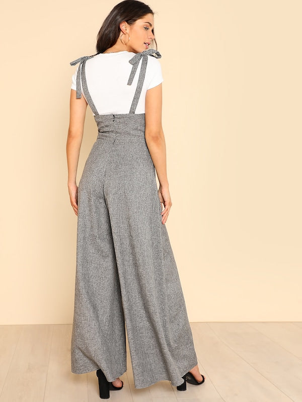 Self Tie Strap Super Wide Leg Jumpsuit