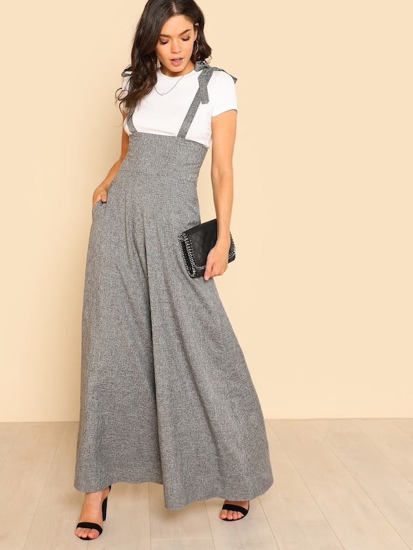 Self Tie Strap Super Wide Leg Jumpsuit