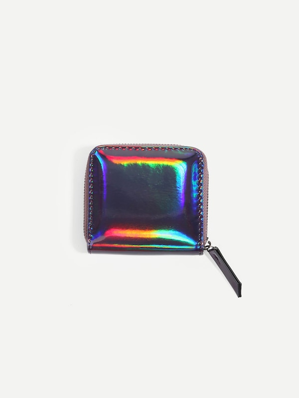 Letter Print Iridescent Purse