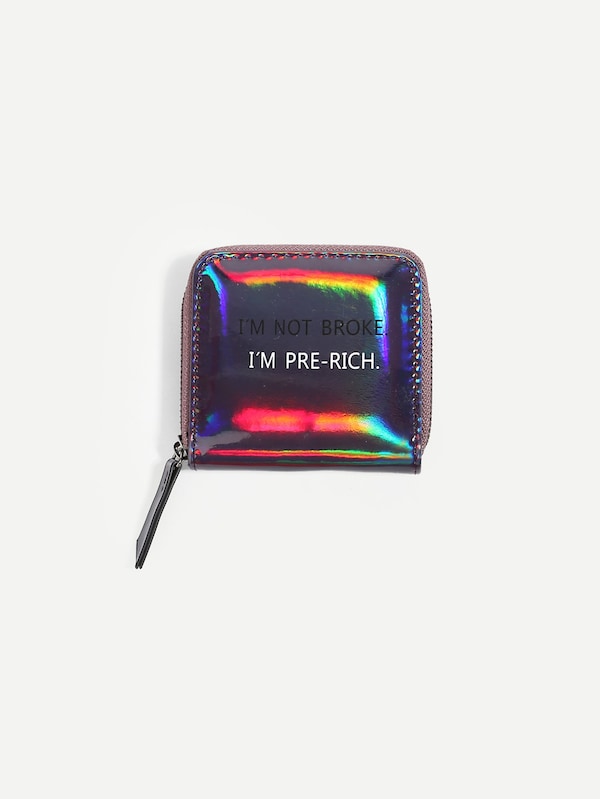 Letter Print Iridescent Purse