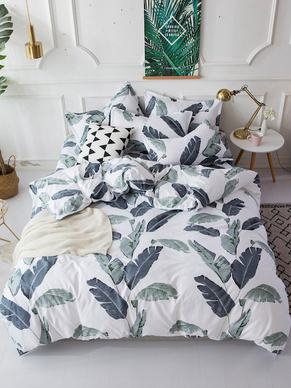 Allover Leaf Print Sheet Set