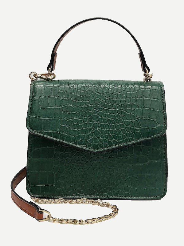 Croc Embossed Flap Grab Bag