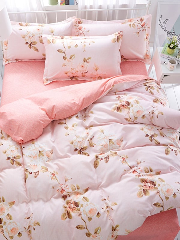 Pink Flower Print Sheet Set