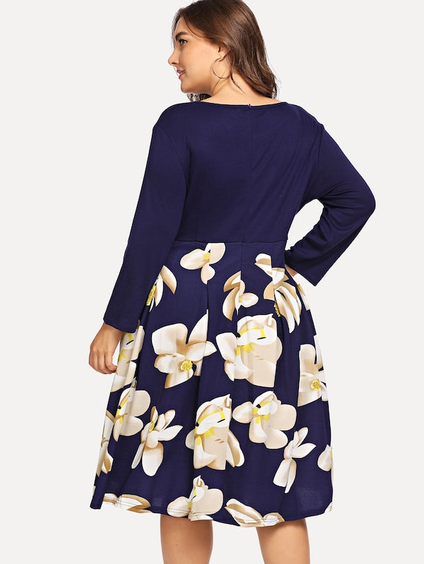 Plus Size Floral Print Dress