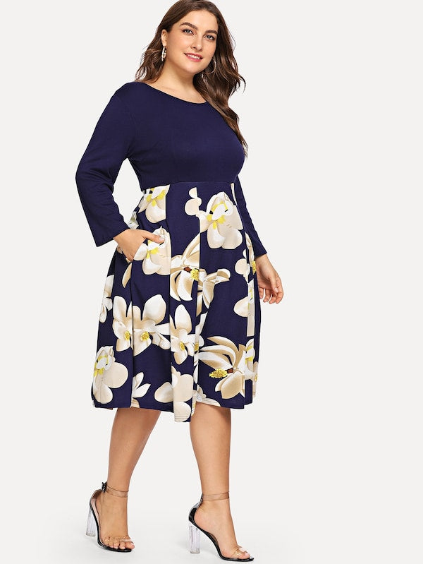 Plus Size Floral Print Dress