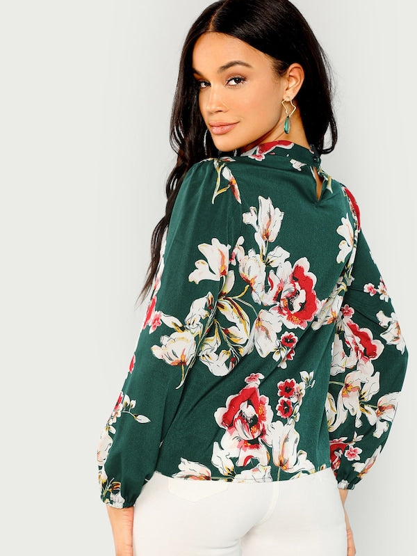 Floral Print Mock Top