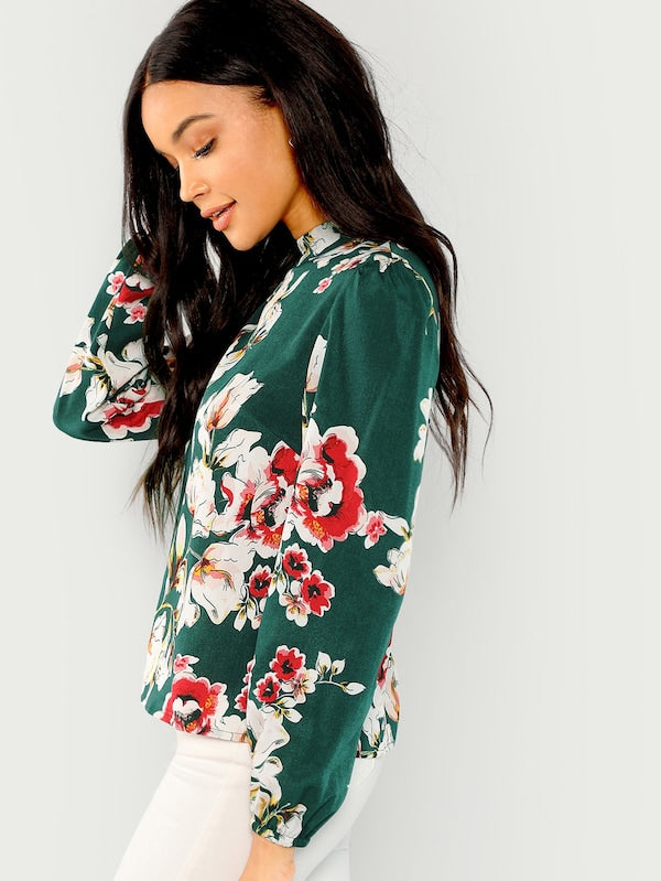 Floral Print Mock Top