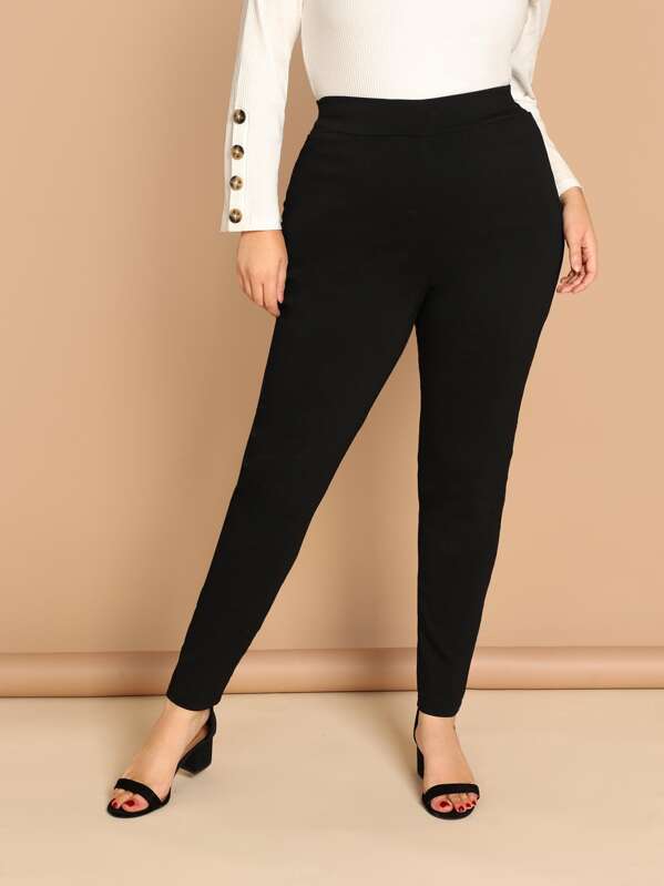 Plus High Waist Solid Leggings