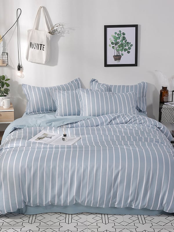 Blue Striped Print Sheet Set