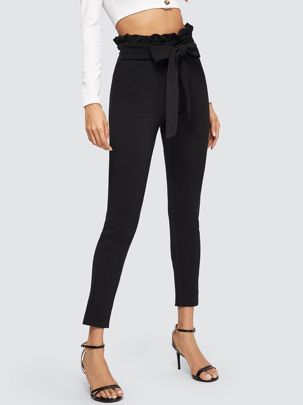 Paperbag Waist Skinny Trousers With Belt