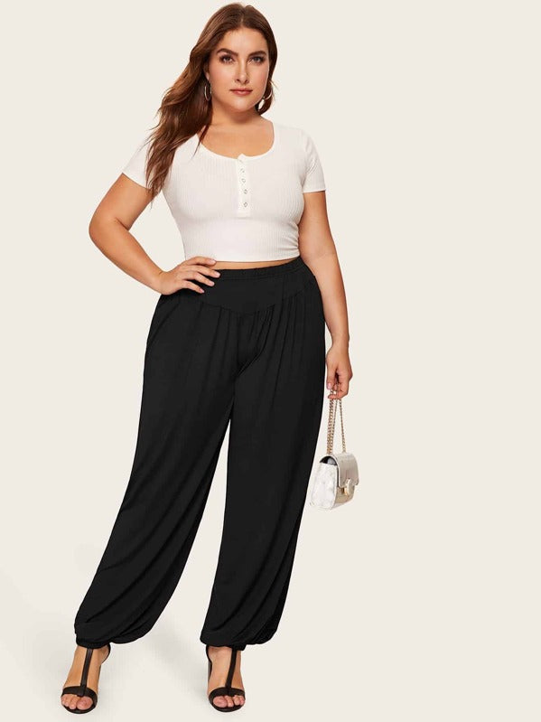 Plus Elastic Waist Trousers