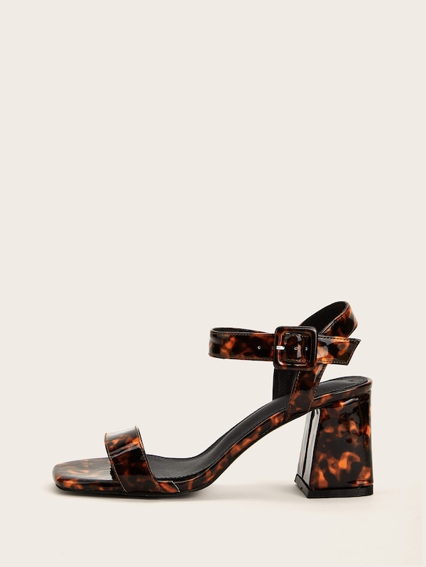 Animal Pattern Slingback Chunky Heels