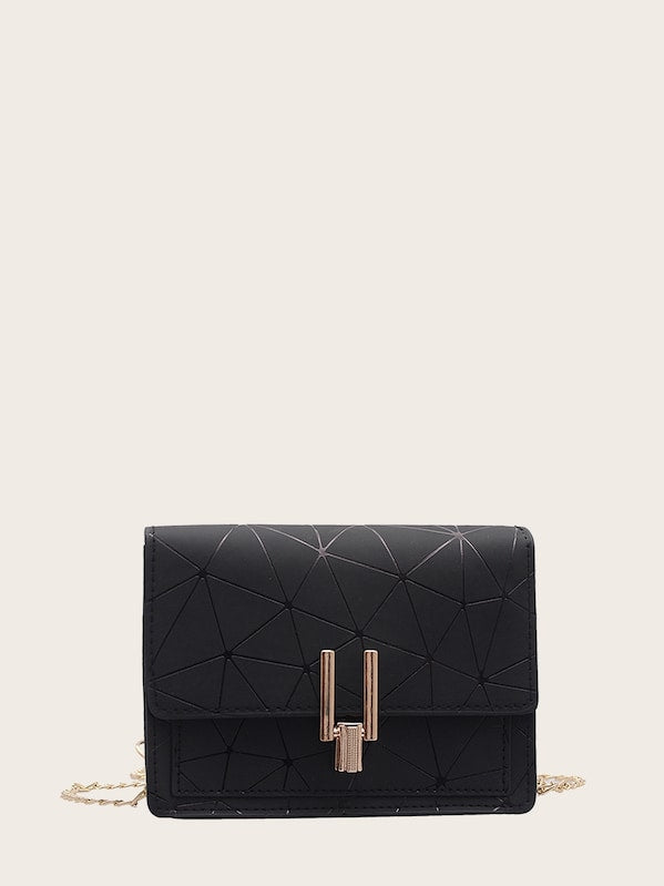 Geometric Print Chain Crossbody Bag